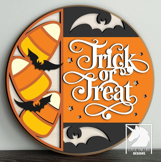 🎃 DIY Halloween "Trick or Treat" Door Hanger Kit – Candy Corn, Bats & Bold Orange Fun!