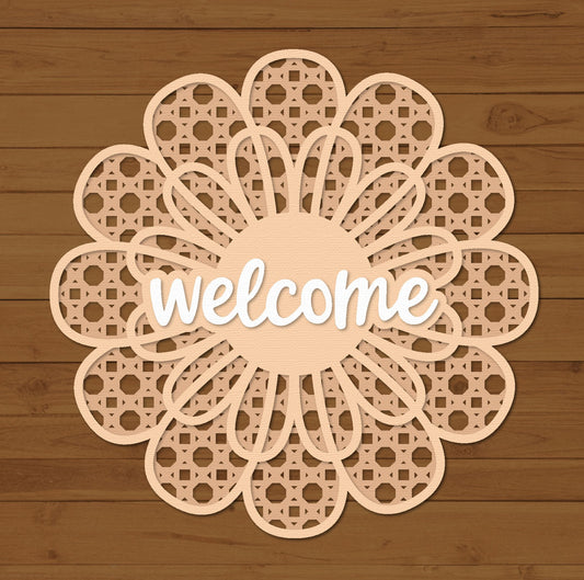 DIY Flower-Shaped Rattan Welcome Door Sign Kit – Boho Front Door Decor Craft