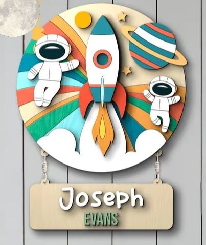 🚀 DIY Nursery "Space Adventure" Door Hanger Kit – Rocket Ship, Planets & Astronauts!