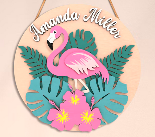 Personalized Flamingo DIY Wall Sign Kit – Tropical Craft for Girls’ Rooms