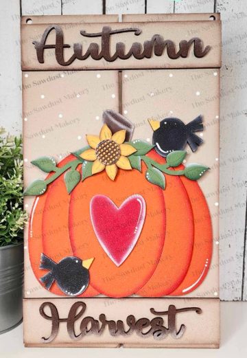 DIY Autumn Harvest Door Hanger Kit – Rustic Fall Pumpkin with Sunflower, Bird & Heart