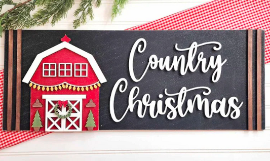 DIY Country Christmas Wall Sign Kit – Rustic Holiday Barn Decor Craft