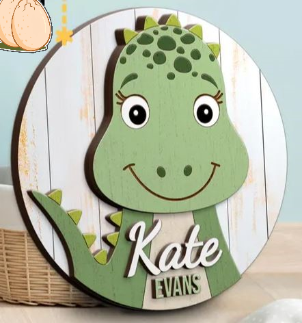 🦖 DIY Dinosaur Name Wall Sign Kit – Personalized Wooden Wall Decor for Kids' Rooms