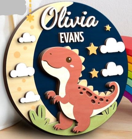 🦖 Personalized DIY Dinosaur Wall Sign Kit – Custom Name Craft Décor for Kids' Room or Nursery