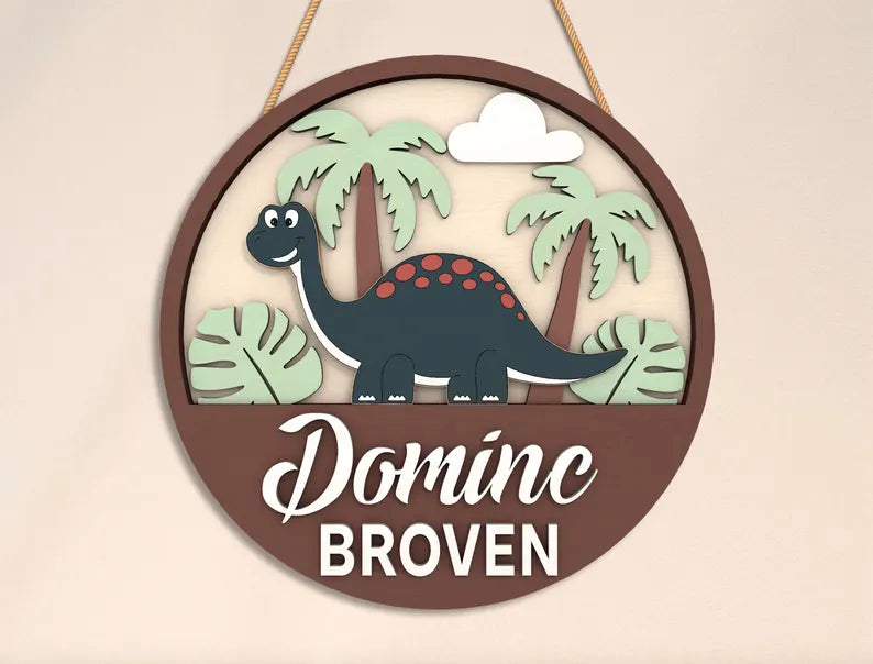 Personalized Dinosaur DIY Wall Sign Kit – Fun Craft for Kids' Rooms