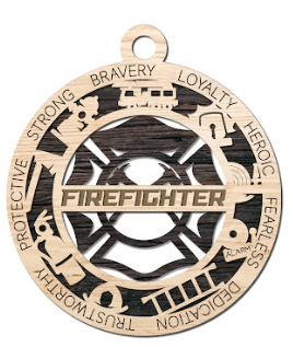 Personalized Firefighter Christmas Ornament – Custom Name Engraving | Handcrafted from Canadian Maple