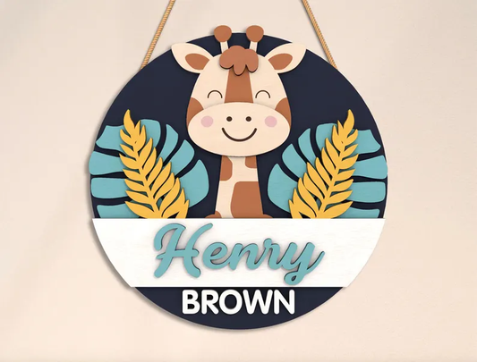 Personalized Giraffe DIY Wall Sign Kit – Fun & Creative Décor for Kids