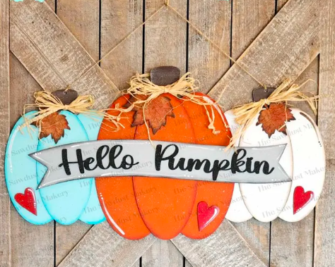 DIY Hello Pumpkin Door Hanger Kit – Rustic Fall & Thanksgiving Porch Sign Craft
