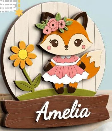 🦊 Personalized DIY Woodland Fox Wall Sign Kit – Custom Craft Décor for Kids' Room or Nursery