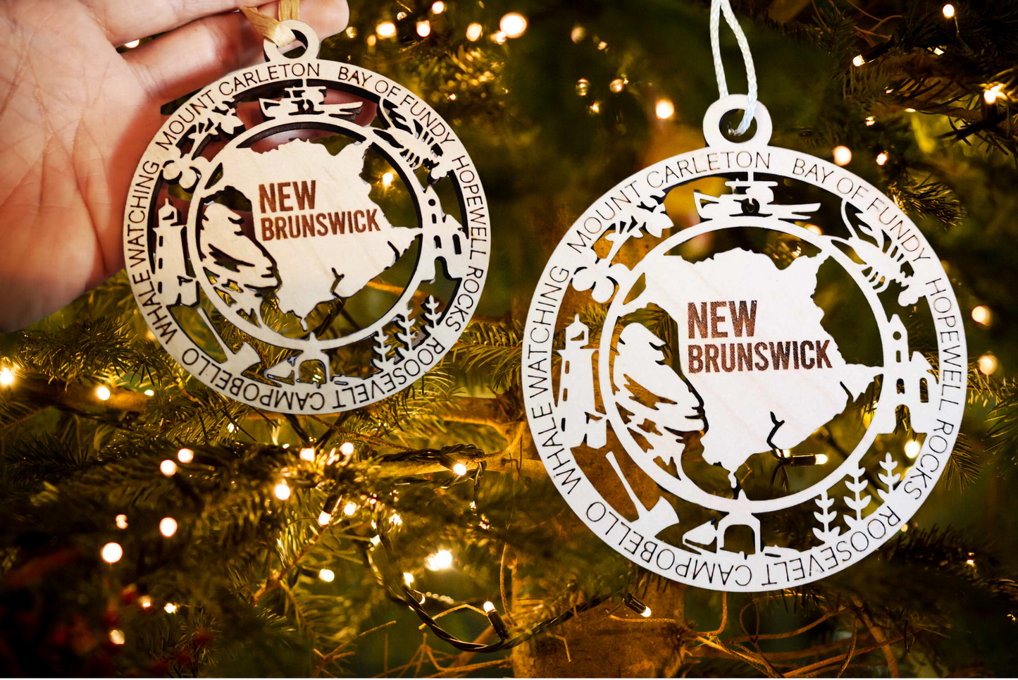 New Brunswick Tourist Destinations Wooden Christmas Ornament