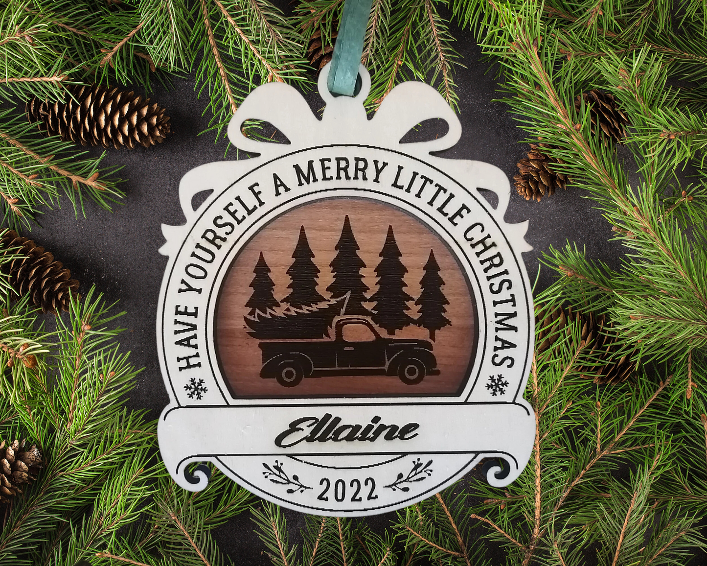 Customizable Maple & Cherry Wooden Christmas Ornament