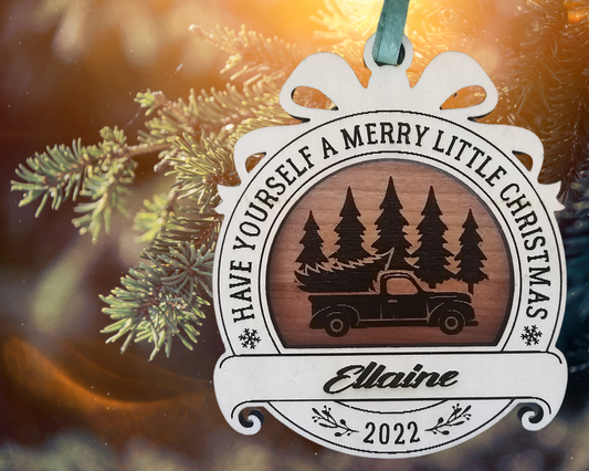 Customizable Maple & Cherry Wooden Christmas Ornament