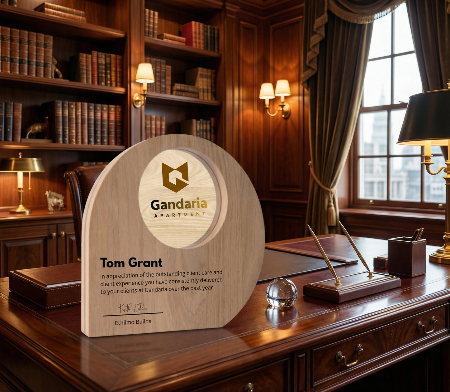 Custom Teardrop Wooden Trophy