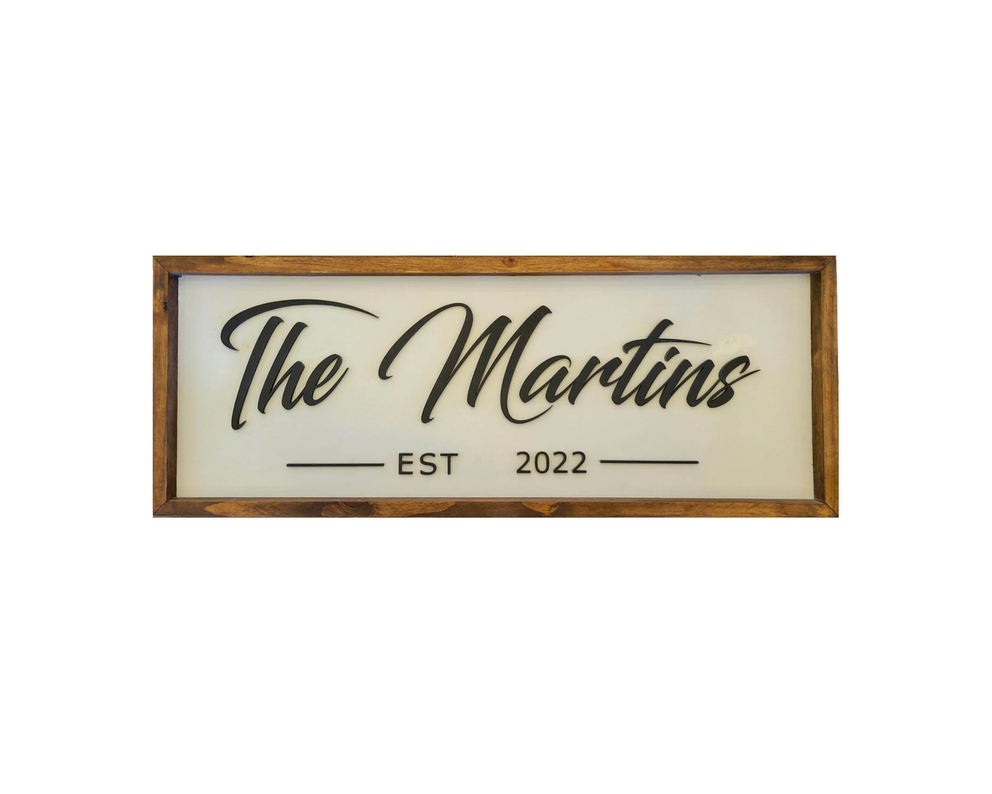 12" x 24" Custom Framed Family Name Sign - Rustic Wall Decor