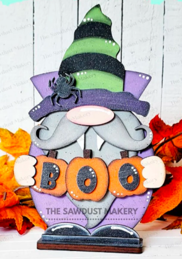 DIY Vampire Gnome Shelf Sitter Kit – Halloween Craft with “BOO” Pumpkins & Spider Hat Accent