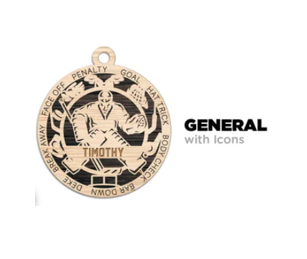 Personalized 2 Layer Wooden Hockey Christmas Ornament – Perfect for Players & Fans