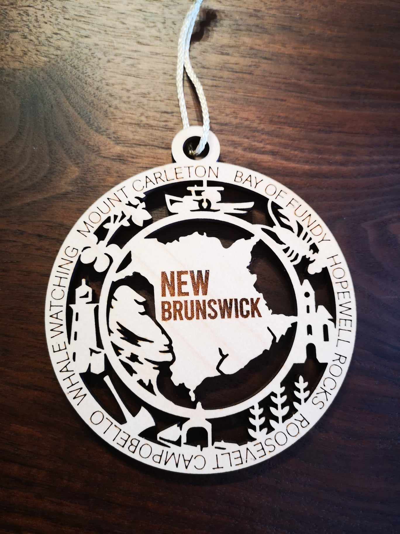 New Brunswick Tourist Destinations Wooden Christmas Ornament