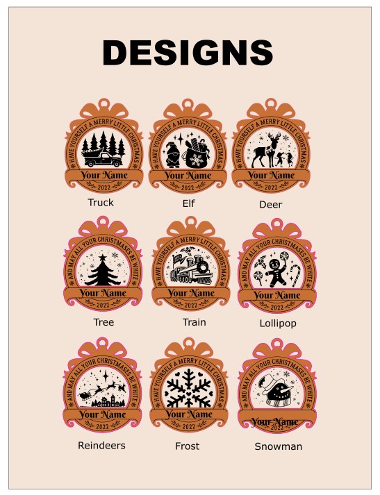 Customizable Maple & Cherry Wooden Christmas Ornament