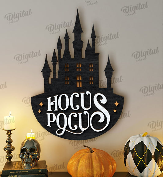 🏰 DIY Halloween "Hocus Pocus Castle" Door Hanger Kit – Spooky Castle & Magic Lettering!
