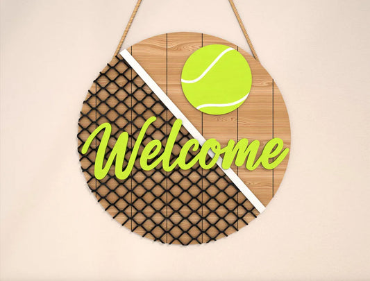 🎾 DIY Tennis-Themed Door Hanger Kit – “WELCOME” Sign | Paint-Your-Own Sports Decor