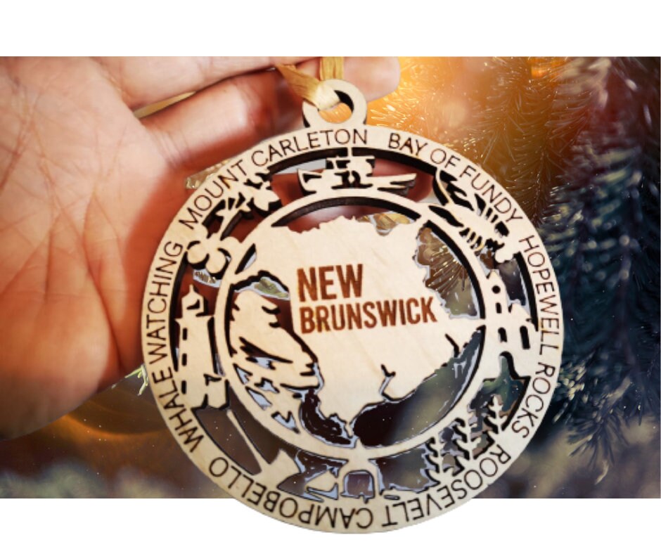 New Brunswick Tourist Destinations Wooden Christmas Ornament