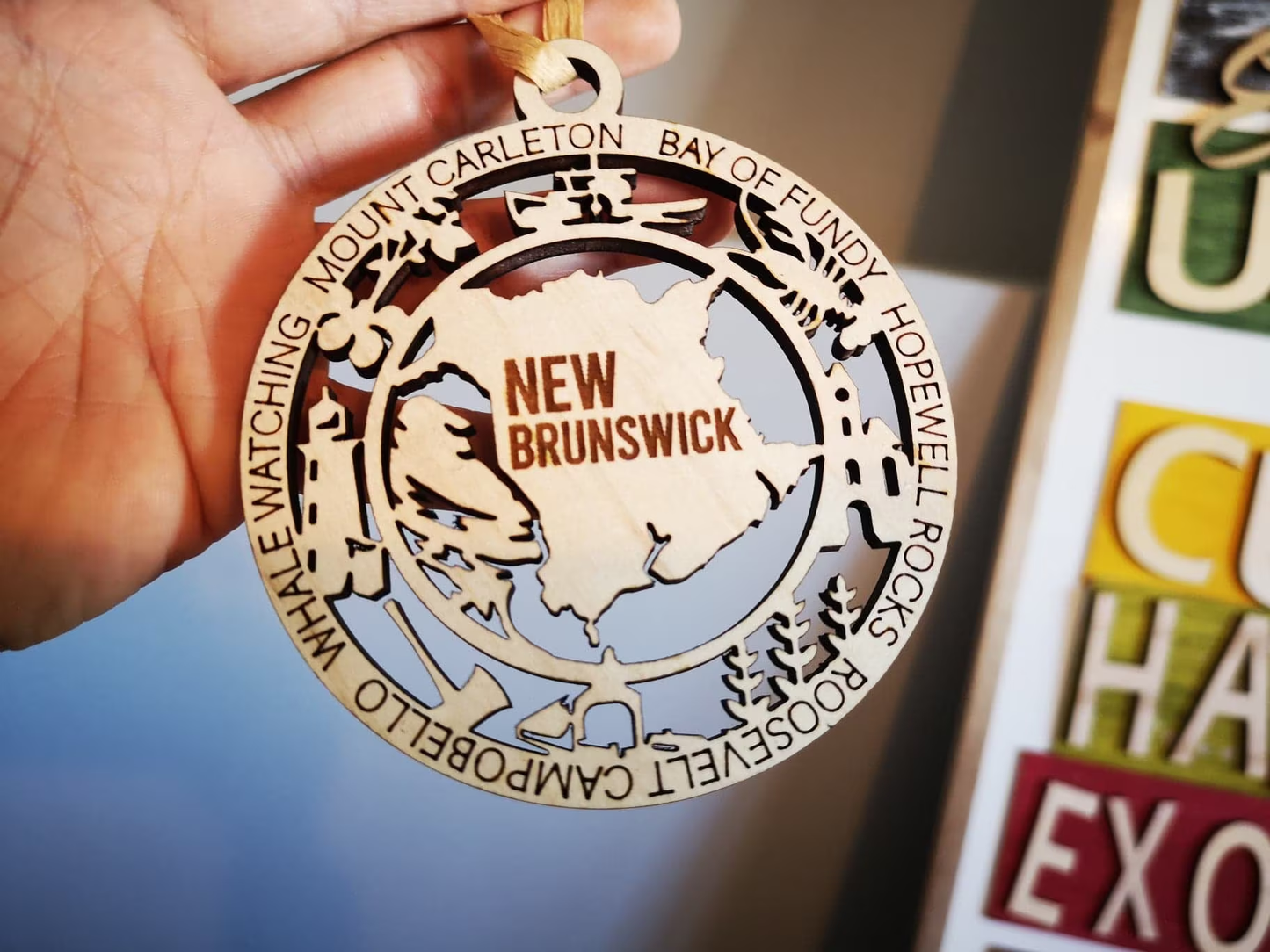 New Brunswick Tourist Destinations Wooden Christmas Ornament