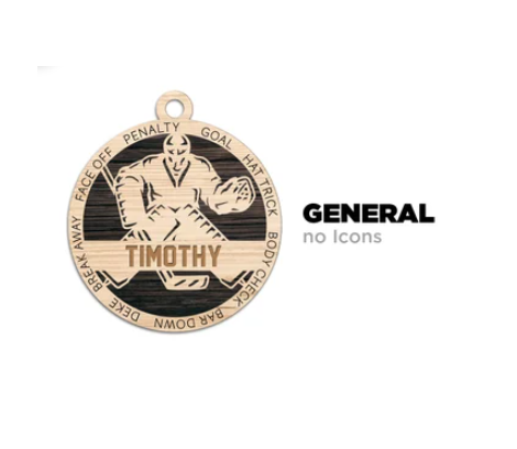 Personalized 2 Layer Wooden Hockey Christmas Ornament – Perfect for Players & Fans