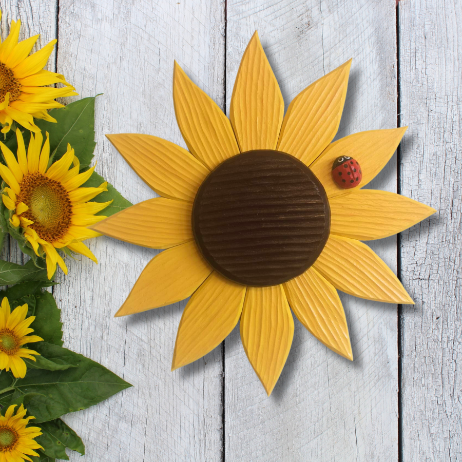 Carved Sunflower Wall Sign
