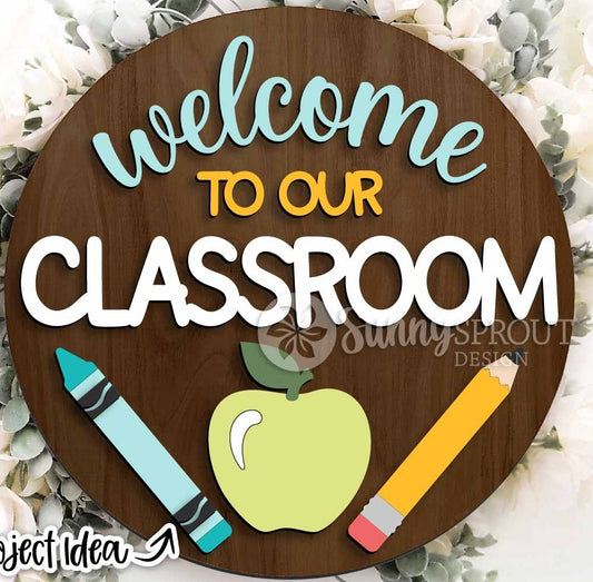 🍎 DIY Classroom Door Hanger Kit – “Welcome to Our Classroom” | Craft Your Own Teacher Sign