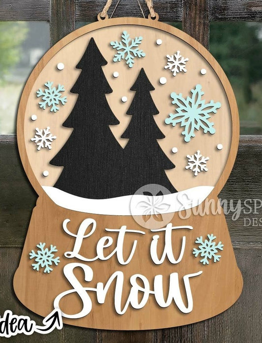 DIY Let It Snow Snowglobe Door Sign Kit – Winter Welcome Craft for Holiday Decor