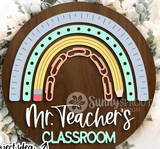 🎨 DIY Kit – Custom Pastel Rainbow Teacher Door Hanger | Build & Paint Your Own Classroom Sign