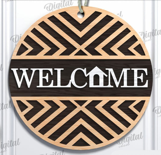 DIY Wooden Welcome Door Sign Kit – Minimalist Front Door Craft for Modern Home Decor