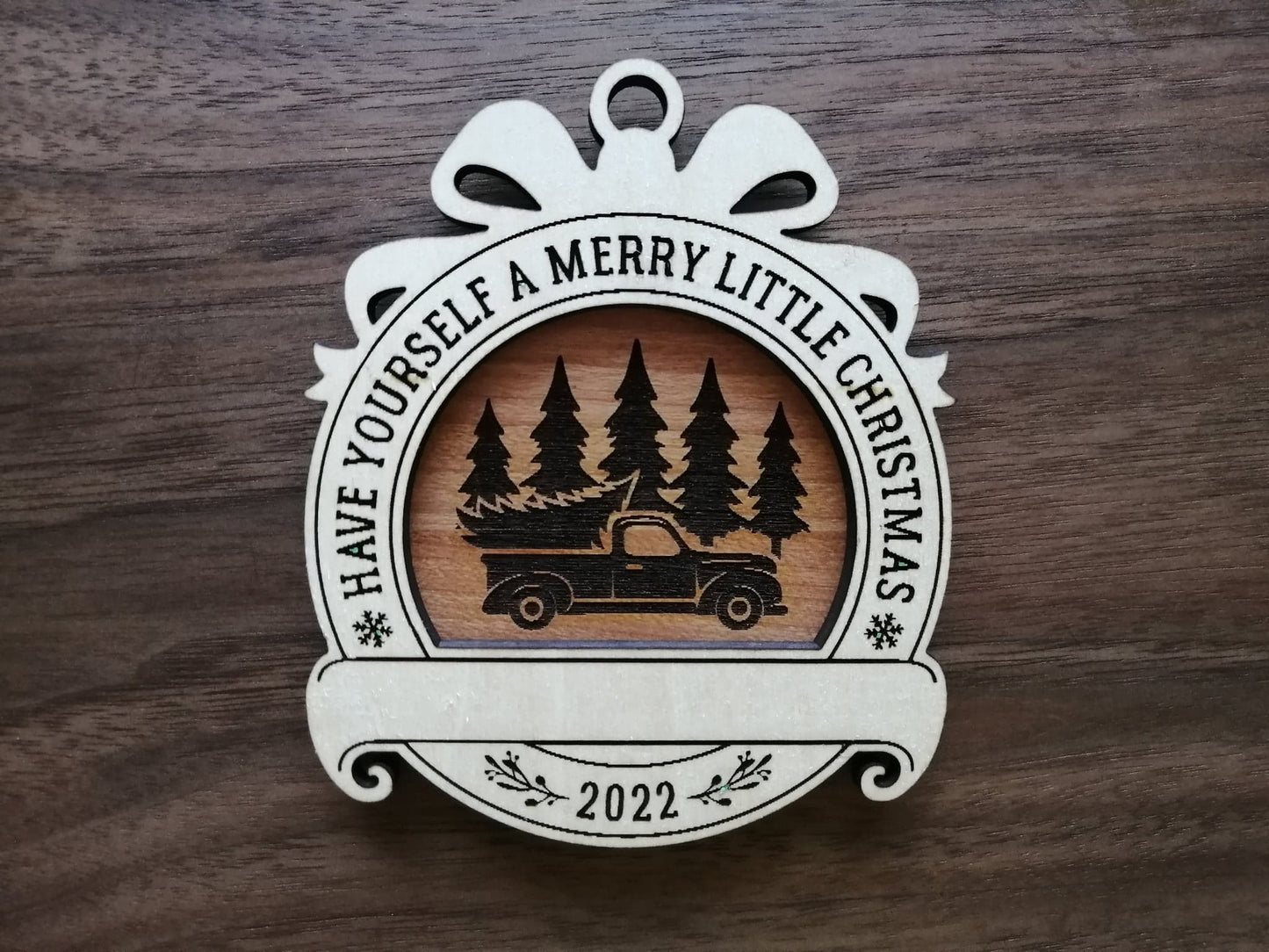 Customizable Maple & Cherry Wooden Christmas Ornament