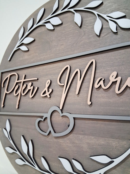 Personalized Round Wooden Name Sign – Handcrafted Luxury Wall Décor