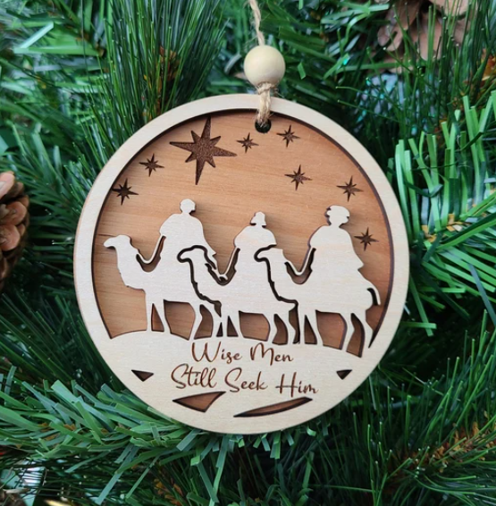 Personalized Wooden Nativity Themed Christmas Ornament – 2-Layer Design for Nativity Lovers