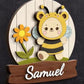 🐝 Personalized DIY Bee Bear Wall Sign Kit – Custom Name Craft for Nursery or Kids' Room