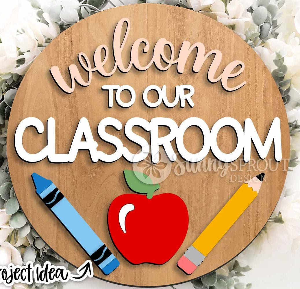 🍎 DIY Classroom Door Hanger Kit – “Welcome to Our Classroom” | Craft Your Own Teacher Sign