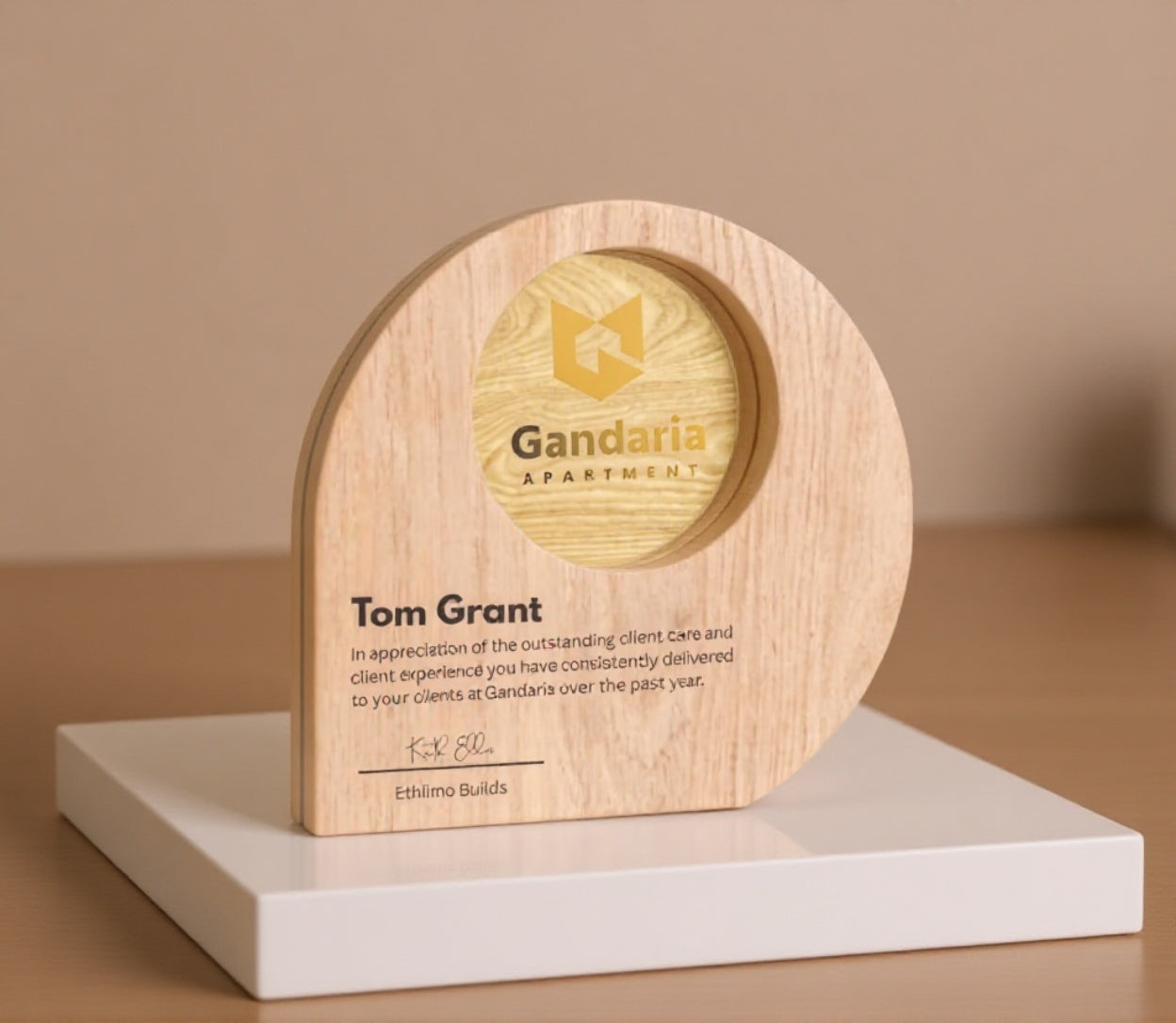 Custom Teardrop Wooden Trophy