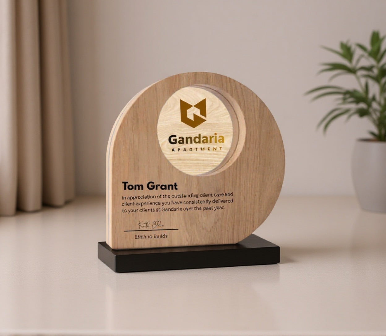 Custom Teardrop Wooden Trophy