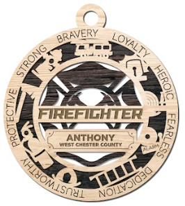 Personalized Firefighter Christmas Ornament – Custom Name Engraving | Handcrafted from Canadian Maple