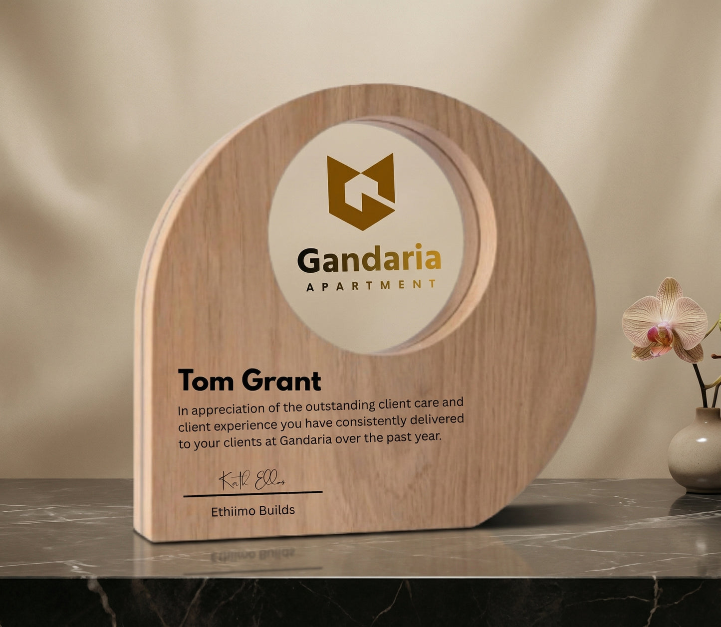 Custom Teardrop Wooden Trophy