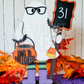 DIY Halloween Countdown Ghost Shelf Sitter Kit – Standing Ghost with Pumpkin Basket & Writable “Days to Halloween” Sign