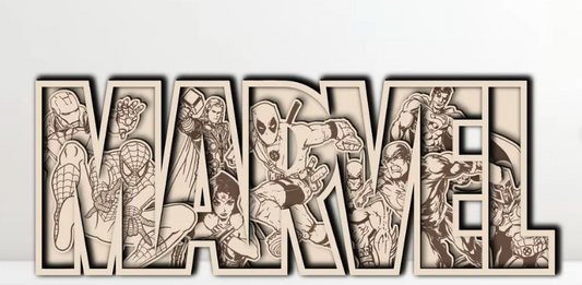 DIY Marvel-Themed Wall Sign Kit – Engraved Superhero Silhouettes | Wooden Decor for Fans