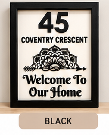 Custom Wooden Framed Wall Sign with Indian-Inspired Mandala Design | Personalized Laser-Cut Home Decor
