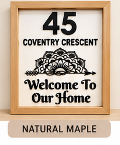 Custom Wooden Framed Wall Sign with Indian-Inspired Mandala Design | Personalized Laser-Cut Home Decor
