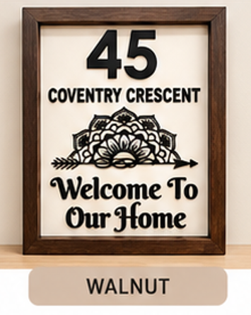 Custom Wooden Framed Wall Sign with Indian-Inspired Mandala Design | Personalized Laser-Cut Home Decor