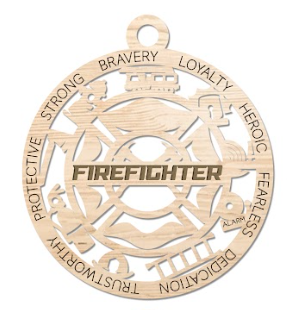 Personalized Firefighter Christmas Ornament – Custom Name Engraving | Handcrafted from Canadian Maple