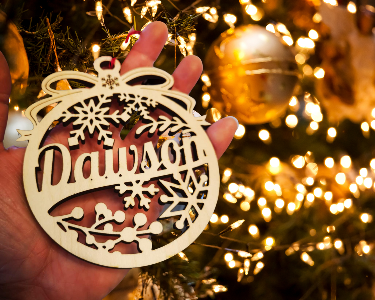 Personalized Canadian Maple Wood Name Christmas Ornament