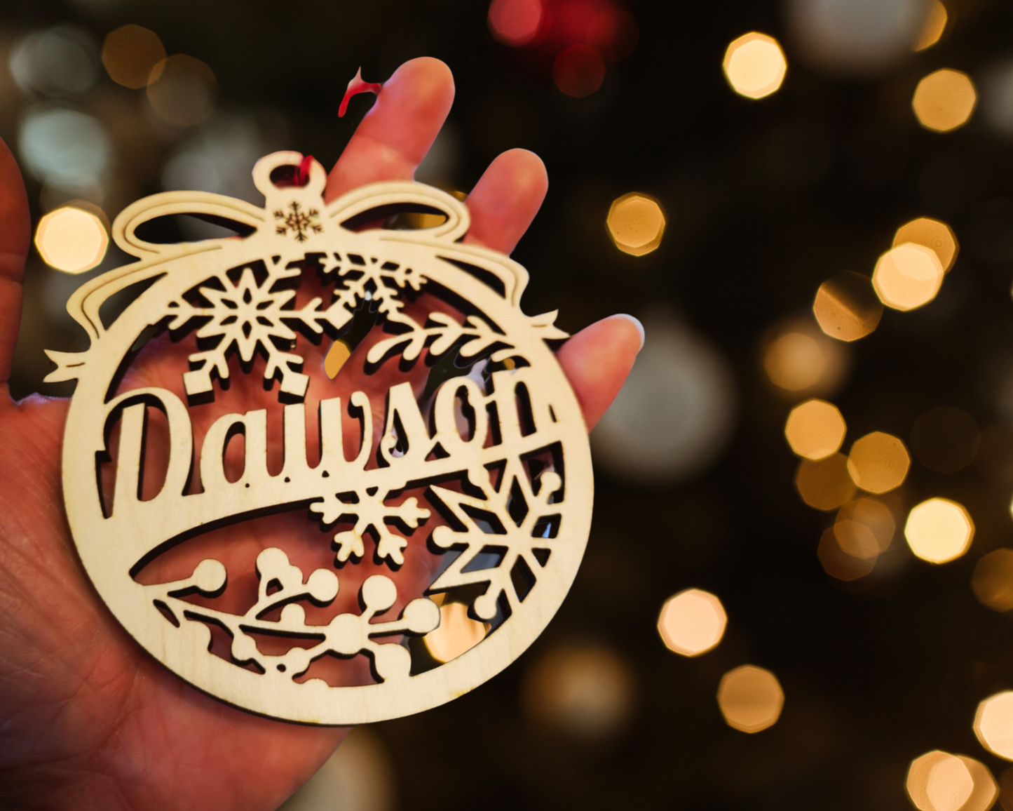 Personalized Canadian Maple Wood Name Christmas Ornament