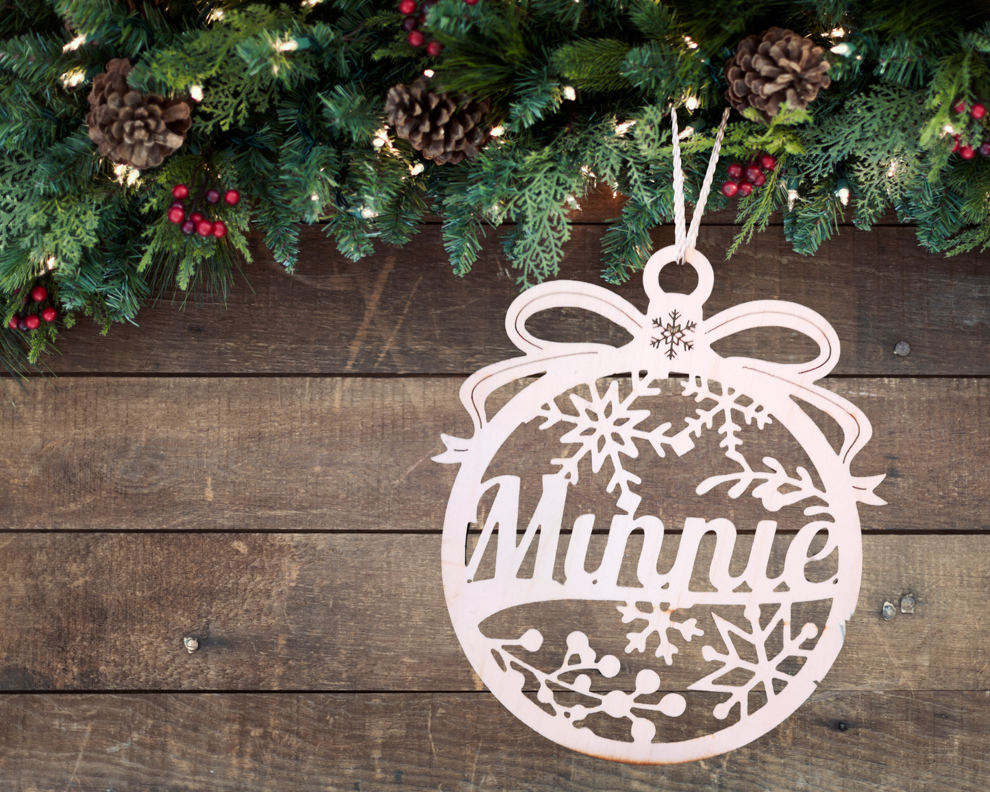 Personalized Canadian Maple Wood Name Christmas Ornament